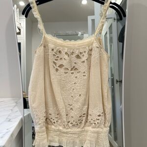 Andree Cream Embroidered Tank Top